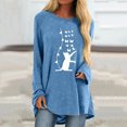 thumbnail image 1 of Hauts pour Femmes 2023 Mode Dames Décontracté Ample Col Rond Imprimé Chat T-Shirt à Manches Longues en Liquidation, 1 of 4