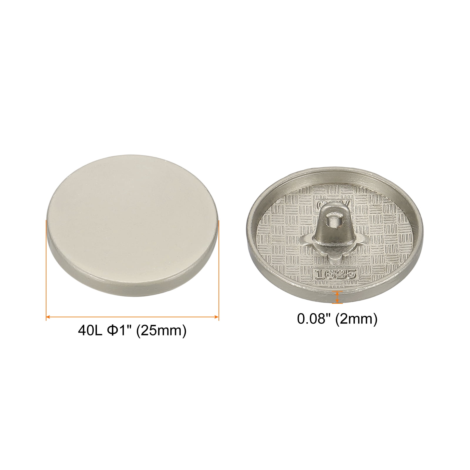 50pcs 40L Metal Round Flat Sewing Buttons 25mm Alloy Shank Craft Replacement Button for Men Women Suit Woolen Coat Shirt Trousers Sewing Crafts, Grey