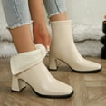 thumbnail image 3 of XUNKUSGA Chelsea Boots Women Fashion Square Toe Rear Zipper Boots for Women Comfortable Chunky Heel Mid Calf Womens Boots Casual Solid Color Winter Short Boots 5.5-8.5 Beige, 3 of 6