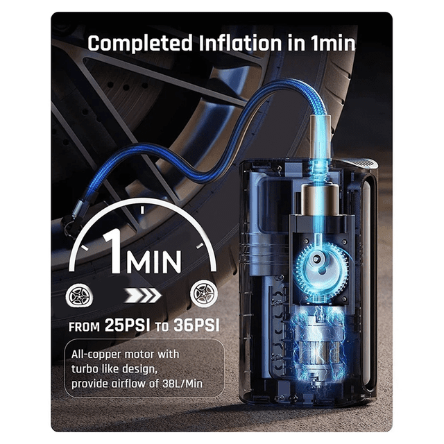 Mini Car Air Pump Digital Tire Inflator Portable Car Air Compressor Pump for Auto Car Motorcycle Bicycle Tire Inflatable,1 * Car Air Pump 3 * Nozzles 1 * Car Charger Cable,Black