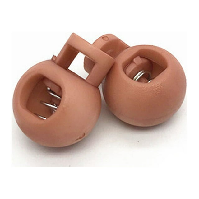 2pcs Cord Stoppers Lock End Toggles Spherical Hole Tightening Locks Tool Rope Clasp Sportswear Drawstring Lanyard Button Cameo Brown
