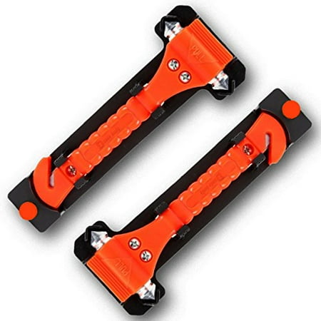 Battery Belt Dual 4 Pin - 2-Pack Zento Deals Dual Steel Hammer Heads Window Breaker and Seatbelt Cutter-Automobile 2 in 1 Emergency Escape Rescue Tool