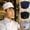 A, variant on Breathable Mesh Flat Dome Adjustable Fastener Tape Chef Hat Japanese Korean Food Waiter Working Hat