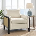 thumbnail image 7 of Tina's Home Woven Rattan Accent Chair with Solid Wood Frame, Modern Coastal Armchair with Cushioned Seat, Upholstered Lounge Chair for Living Room, Bedroom, Reading Nook, Natural, 7 of 7