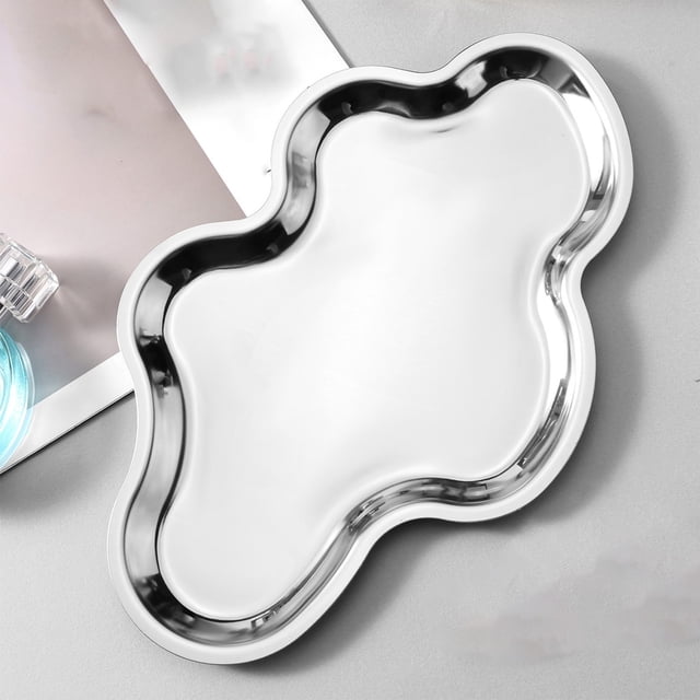 Display Tray Stainless Steel Cloud Shape Decorative Organizer for Vanity, Entryway, Bedroom Storage