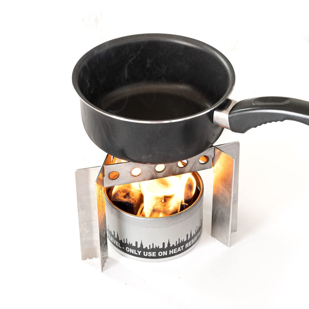 Portable Camp Stove - Cooker - Trivet Combo | 3 Uses in 1 | Ultralight | Stainless Steel | Perfect for Emergencies, Camping, Hiking | Made in the USA