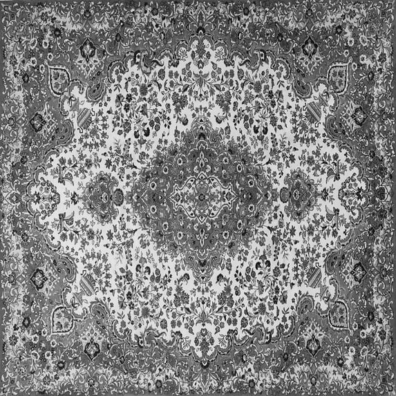 Ahgly Company Indoor Square Medallion Gray Traditional Area Rugs, 7' Square