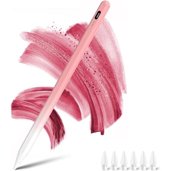 Stylus Pen for iPad 2018-2025 with Palm Rejection & Power Display,Pencil for iPad 11th/10th/9th/8th/7th/6th Air M3/M2/5/4/3 Pro 11''/12.9''/M4/M5 Mini 7/6/5th (Pink)