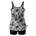 thumbnail image 6 of UPPADA Two Piece Tankini Swimsuits for Women Loose Fit Floral Print Modest Bathing Suits High Waisted Swimwear Blouson Tankini Tops with Swim Shorts Gray Swimsuit for Women,XXL, 6 of 8