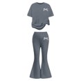 thumbnail image 4 of HAYIMI Girls Bowknot Print O-Neck Short Sleeve Tops And Wide Leg Pants For Kids Summer Outfit Sets Cute Trendy Clothes Sets, 4 of 4