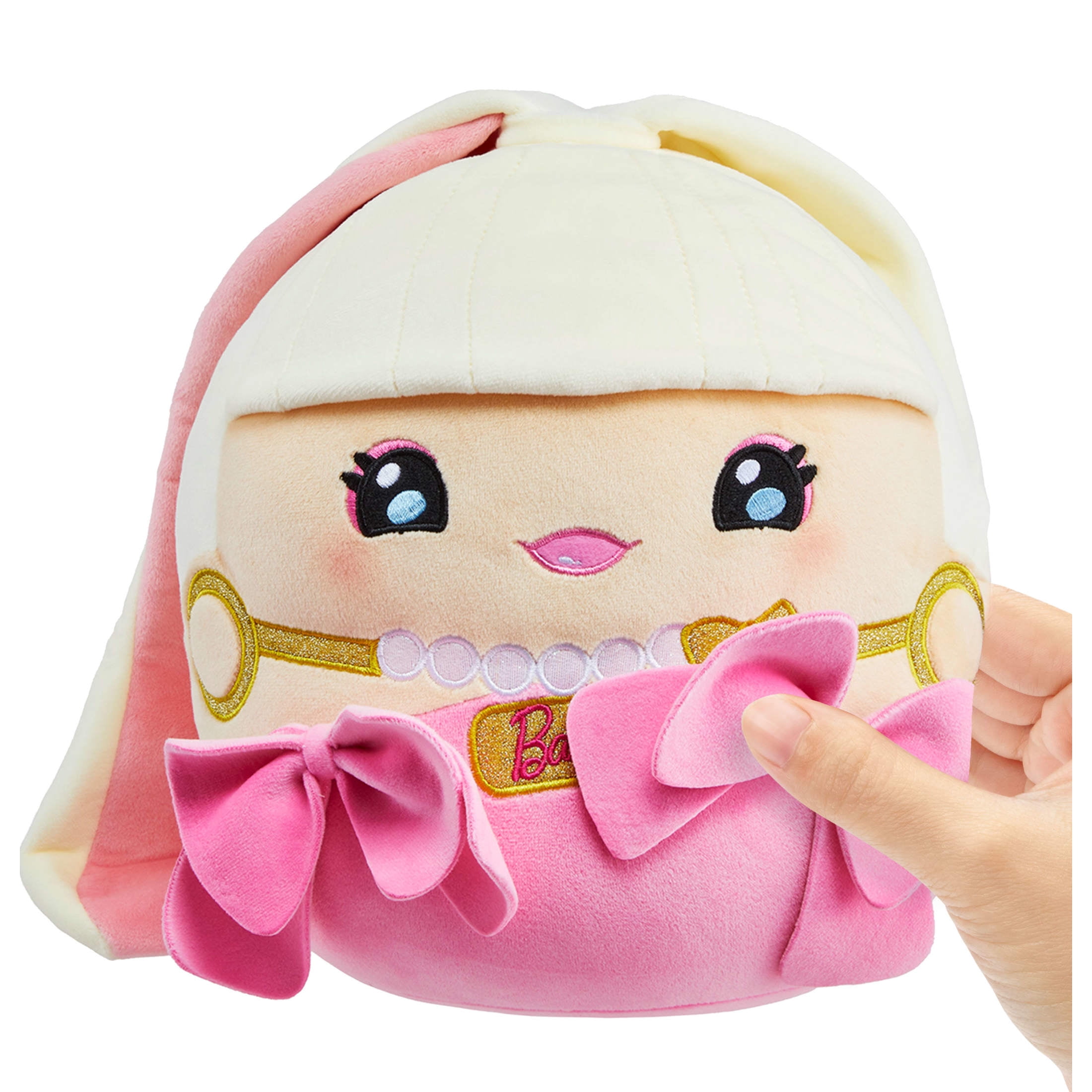 Barbie Cuutopia Plush, 10-inch Soft Pillow Doll, Iconic Pink Look & Felt Pink Bows, Collectible Toy