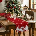 thumbnail image 4 of Xmas Happy Snowman Table Runner 13x90in Non-Slip Cotton Linen Table Runners, Christmas Tree Snowflakes on Red Dresser Scarves TableRunner for Dinner Kitchen Dining Wedding Party, 4 of 9