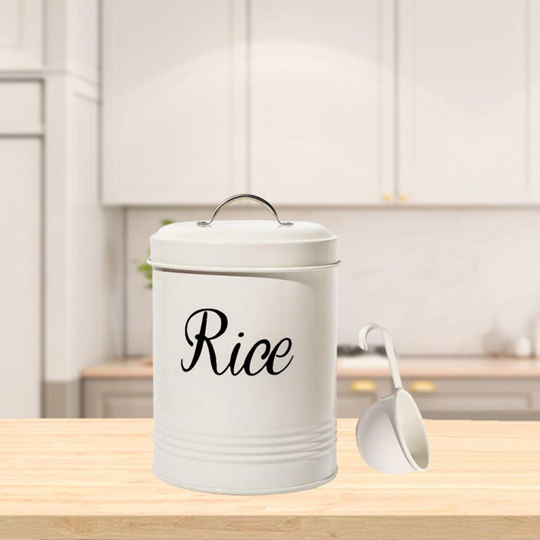 Metal Rice Storage Container Sealed Food Storage Bin Tins Pots