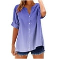 thumbnail image 2 of Guieoi Womens Tops Plus Size Women's V-Neck Short Sleeved Non Positioning Printed Fall Button Short Sleeved Loose and Trendy T-shirt Purple Black*Friday/Cyber*Monday Clearance, 2 of 5