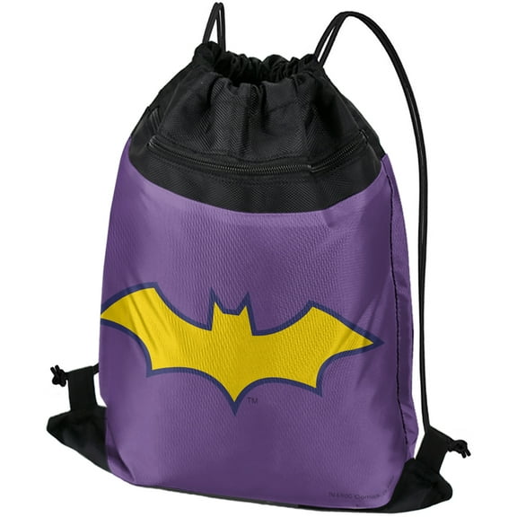 Batman Batgirl Logo Drawstring Backpack Sports Bag Sackpack 17" x 13", Perfect for Gym, Yoga or Practice