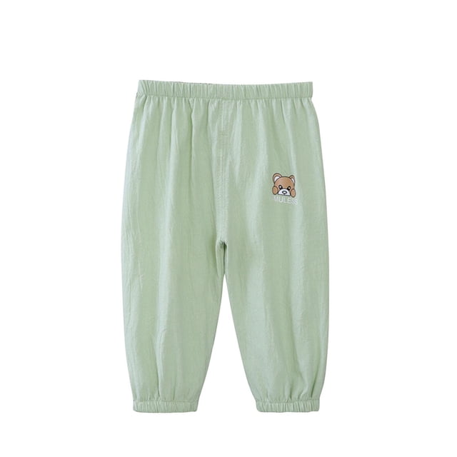 Odeerbi 6M-6Y Niñas Algodón Lino Pantalones Recortados Verano Casual Linterna Pantalones Color Sólido Pantalones Transpirable