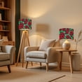 thumbnail image 4 of 2pcs Set Drum Lampshades (13"x 13"x 10"), Vintage Red Roses Turquoise Detailed Linework Fabric Large Replacement Shades for Table, Floor, and Pendant Lamps, Simple Assembly Needed., 4 of 8