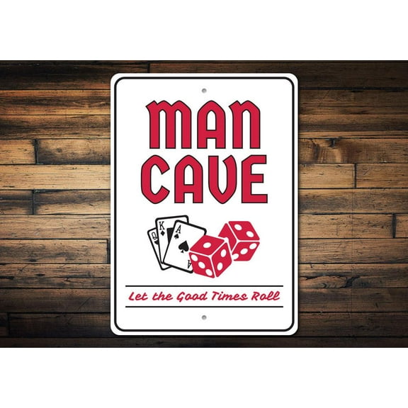 Man Cave Gambling Novelty Sign, Metal Wall Decor - 10x14 inches