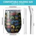 thumbnail image 5 of 12oz Stemless Wine Tumblers Multicolor Controllers Games Icons Black Vacuum Insulated Stainless Steel Travel Tumbler Cups Mug with Lid and Straw for Champaign,Cocktail,Beer with Cleaning Brush, 5 of 5