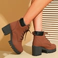 thumbnail image 5 of Women's Ankle Boots Fashion Heel Lace Up Platform Booties Comfortable Casual Leather Shoes for Everyday Use, 5 of 8