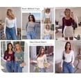 thumbnail image 5 of PRETTYGARDEN Women's Fall Lightweight Ribbed Knit Sweaters | Stretchy Cozy Knitwear,Scalloped Scoop Neck,Long Sleeve Shirts,Slim Fitted Pullover,Basic Layering Tops,Cute Casual Outfits, 5 of 9