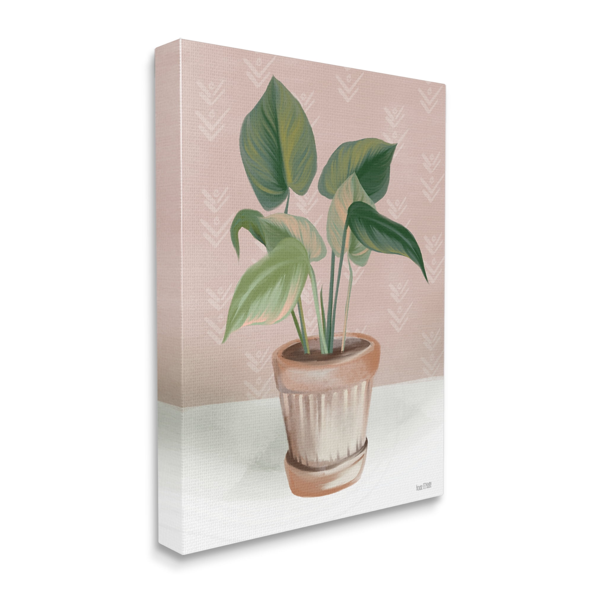 Stupell Industries Indoor Potted Plant Still Life Soft Pink Painting, 30 x 40, Design by House Fenway