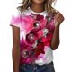 thumbnail image 1 of Gibobby Playera de Manga Corta con Cuello Redondo Mujeres Casual Túnica Top Camisa Cuello redondo Top Floral Impreso Camisas Manga corta Camiseta Top Blusa(Rosa,M), 1 of 3