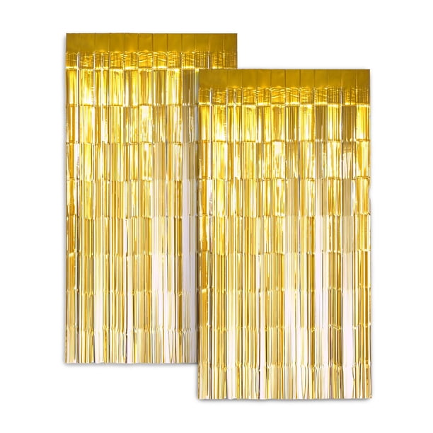 Telón de fondo de cortina de aluminio dorado zincado de 1 x 2 m para decoración de fiestas