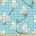 thumbnail image 2 of Ambesonne Floral Fabric by the Yard Upholstery, Sketchy Magnolia Flowers Art, 5 Yards, Pale Sky Blue White, 2 of 5