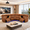 Tan01, variant on Gewnee 5-Seat Power Reclining Sectional Sofa with PU Upholstery, Bluetooth, Cup Holders & USB for Living Room, Black