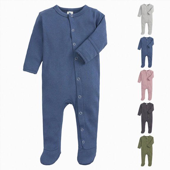 eczipvz Newborn Sleepers,Baby Boy Clothes,Unisex Newborn Long Sleeve Snug Fits Footed Sleeper Pajamas Blue 0-3 Months