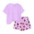 thumbnail image 5 of Cethrio Girls Summer Outfit Sets 2 Piece, Crew Neck Soft Short Sleeve Kids' Clothing Sets Purple Size 7-8, 5 of 5