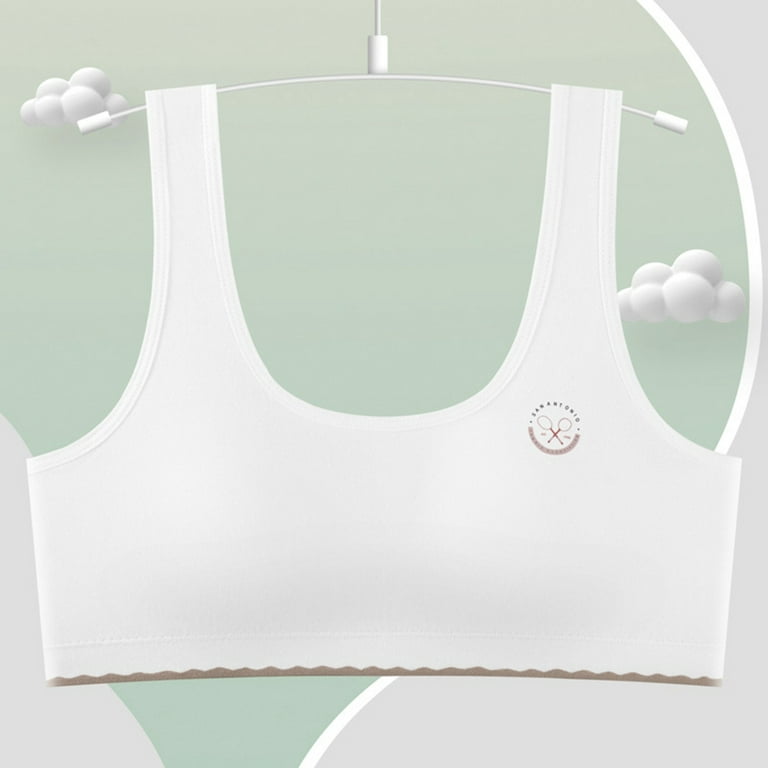 Little Girls Soft Sport Bra Solid Color Premium Material Bra For Summer  Spring Running M White 