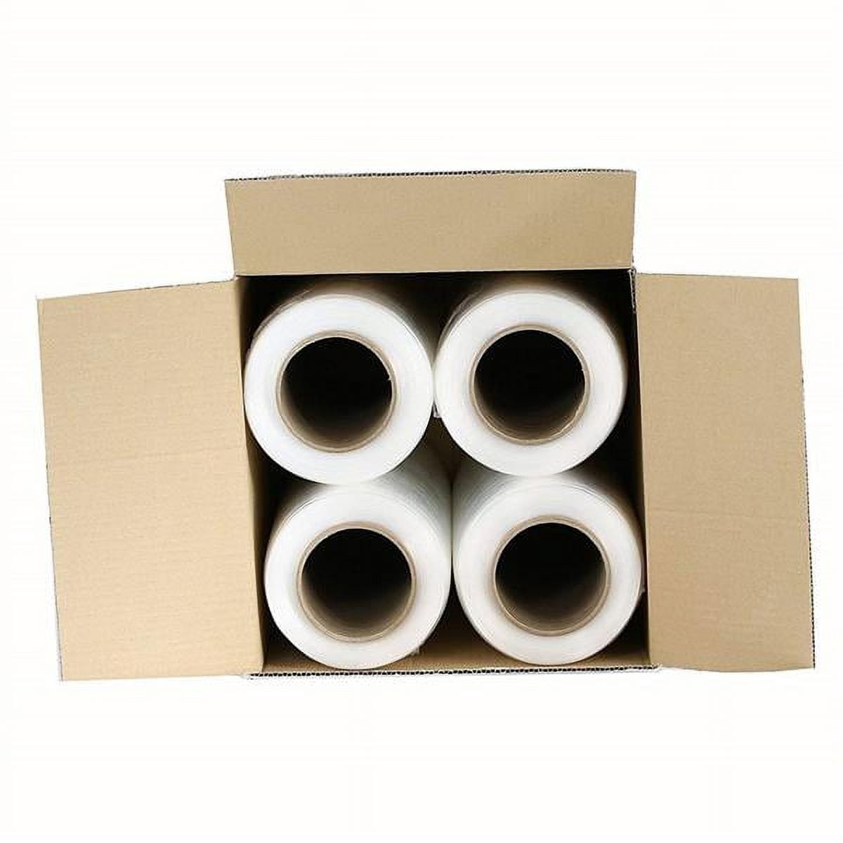 Pallet Wrap Stretch Film 18" x 1000' 80 Gauge - 4 Rolls Hand Roll Shrink Wrap for Moving, Shipping & Warehouse Use, Self-Adhering, Clear