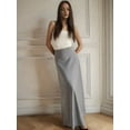 thumbnail image 3 of Women'S Satin High Waisted Maxi Skirts Hidden Zip A Line Long Skirt Light Gray M, 3 of 4