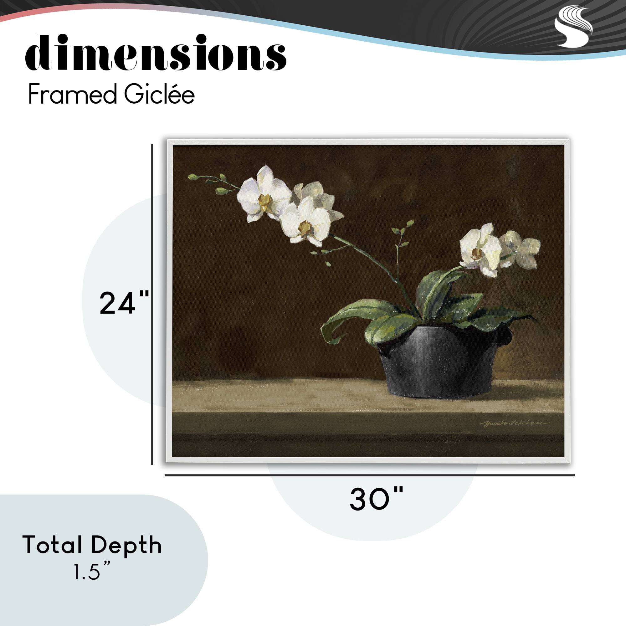 Stupell Industries Potted White Orchid on Ledge White Framed Giclee Art, design by Yumiko Ichikawa