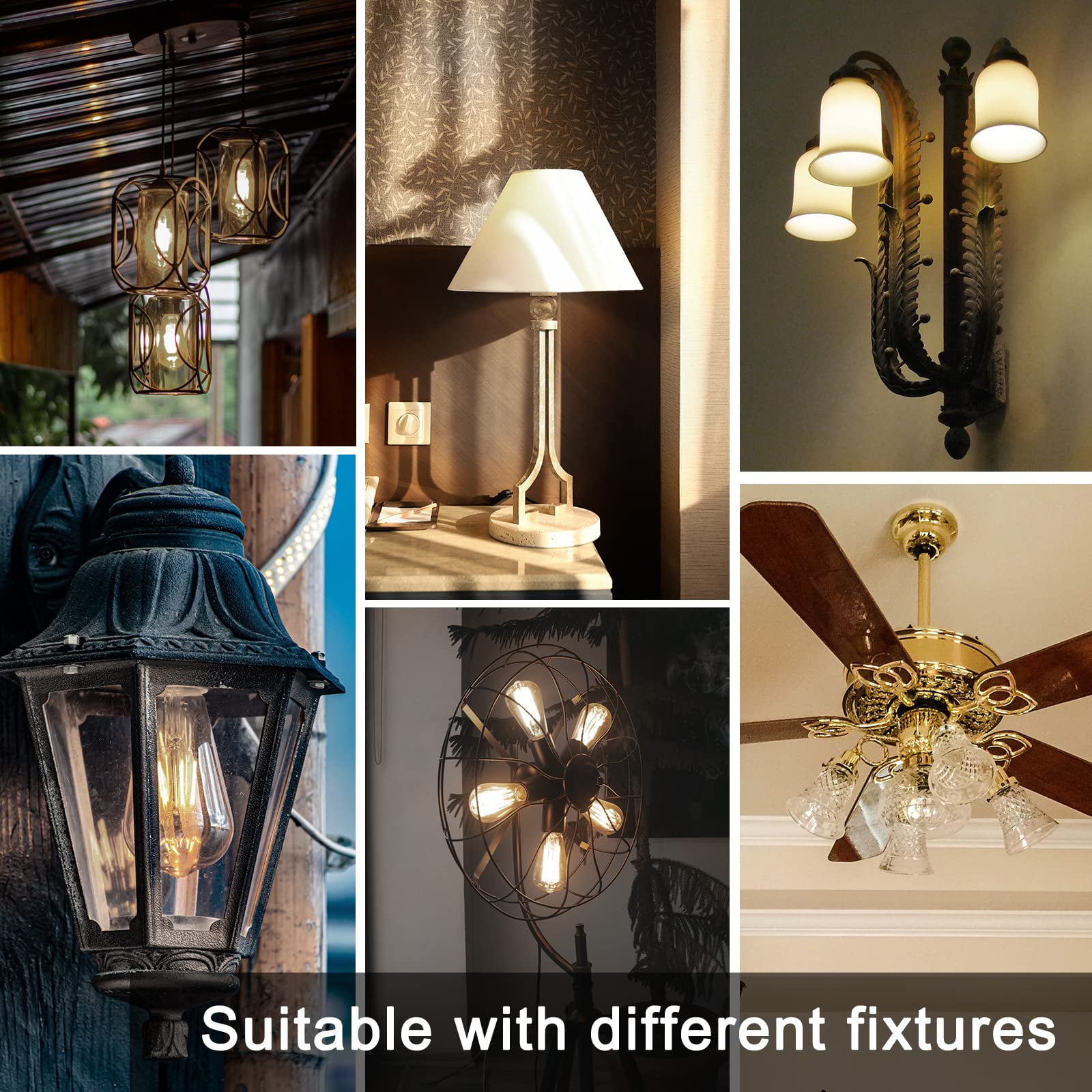 BOCOD Edison Light Bulbs 60W Equivalent, Dimmable Vintage LED Light Bulbs, E26 Medium Base, Warm White 2700K, ST58, 8W, 800LM, 80+ CRI, Antique Decorative Filament LED Bulb, Clear Glass, 12Pack