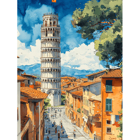 Leaning Tower of Pisa Italian Landscape Canvas Wall Art, Perfect for Living Room, Bedroom, Kitchen, Office, and Hotel Decoration