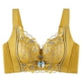 thumbnail image 2 of Ahuyic Womens Bra,Summer Plus Size Bra,Womens No- Embroidery Bra Fixed Wide Straps Thin Cup Large Size Womens Daily Bra,Yellow,L, 2 of 4