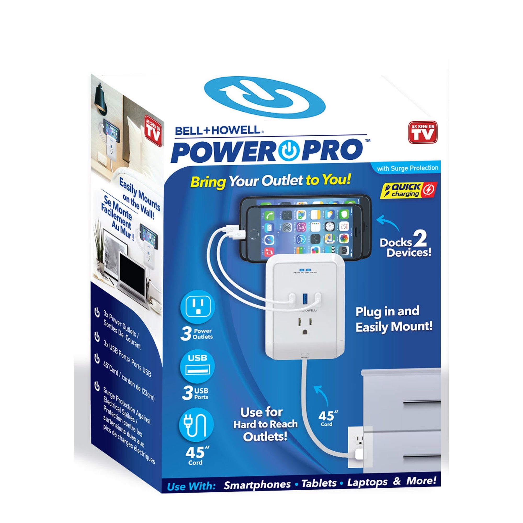 Bell+Howell Power Pro, Quick Charging Outdoor Outlet, Surge Protector
