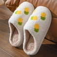thumbnail image 3 of Men's and Women's Embroidered Fruit Warm Cotton Slippers for Couples Home Indoor House Shoes, Yellow, 38, 3 of 5
