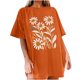 thumbnail image 1 of Faldas Cortas para Mujeres, Impresión de Flores Casual Oversized Camiseta de Manga Corta Top Hecho de 95% Poliéster 5% Spandex para Primavera Verano, Falda Corta de Verano, 1 of 7
