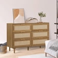 thumbnail image 4 of LAZZO 6-Drawer Rattan Dresser, Modern Chest of Drawers, Wooden Storage Organizer for Bedroom, Living Room & Hallway, Brown, 4 of 7