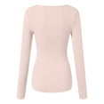thumbnail image 5 of larppty Long Sleeve Shirts for Women Lace V Neck Ribbed Fitted T-Shirt Dressy Business Casual Blouses 2025 Trendy Fall Tops（Pink，S）, 5 of 7
