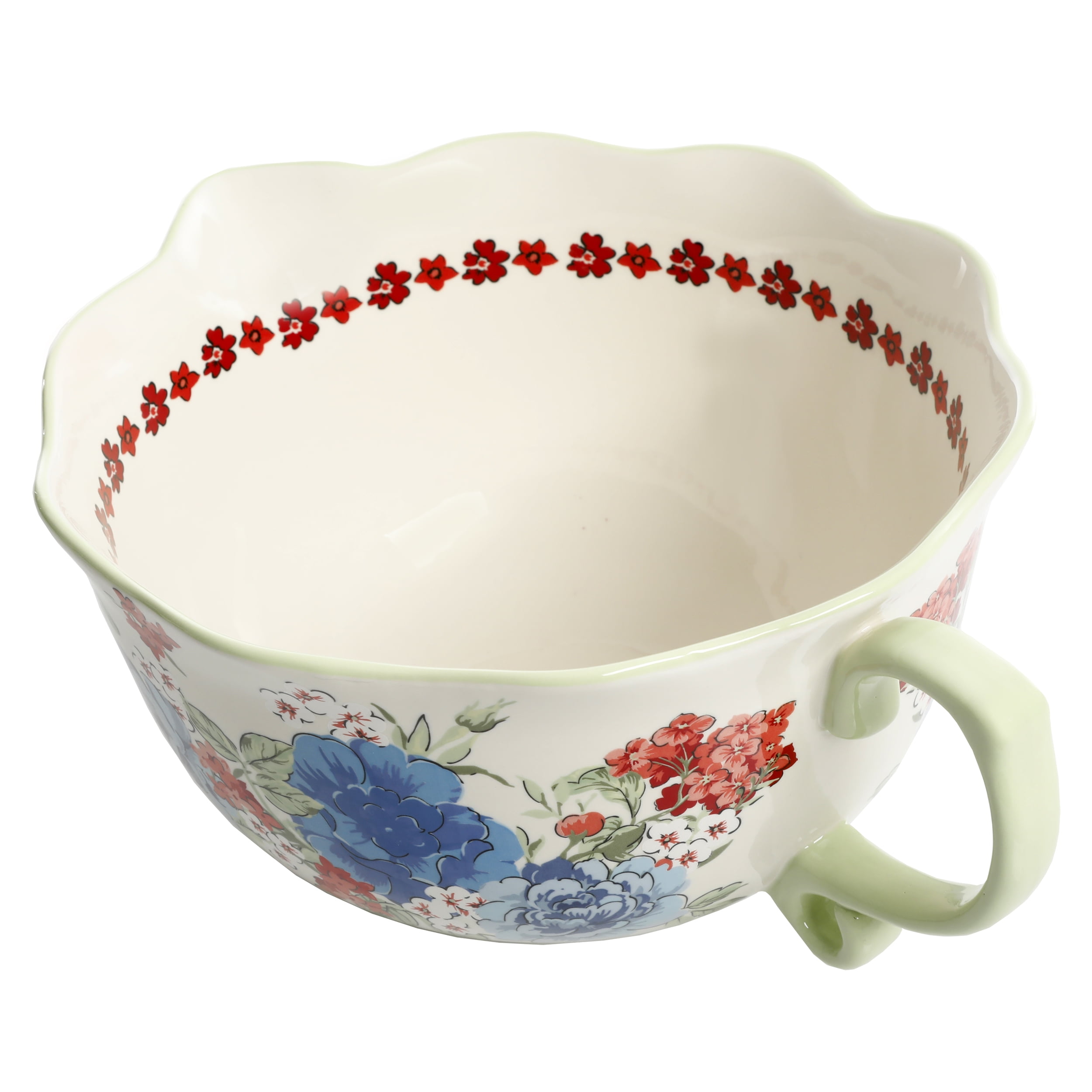 The Pioneer Woman Sweet Rose 12-inch Ceramic Batter Mixing Bowl with Spout  