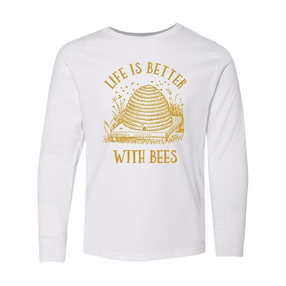 Inktastic Life's Better With Bees Long Sleeve Youth T-Shirt