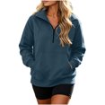 thumbnail image 3 of Sweatshirt for Women Plus Size Solid Color Hoodless Sports Sweatshirt Casual Loose Lapel Pocket Fall Fashion Sweatshirts 2026 Winter Clothes, 3 of 7