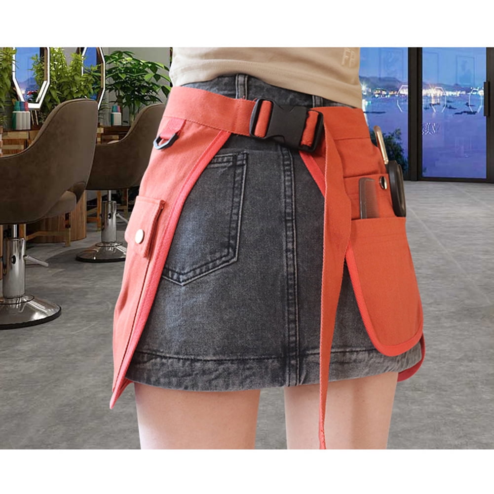 HUONA Half Apron Skirt Apron Canvas Apron Pocket Beauty Half length Apron Artisan Electrician Apron Wear Resistant Buckle Apron Dirty Proof Industrial Garden Tools Storage Blue