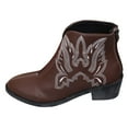 thumbnail image 3 of Leozcaa Bottines Western Brodées pour Femmes Bout Pointu Talons Courts Épais, 3 of 9