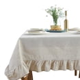 thumbnail image 2 of Mantel de tela de algodón y lino con borde de loto simple para comedor, mantel de lino para mesa de centro, 2 of 6